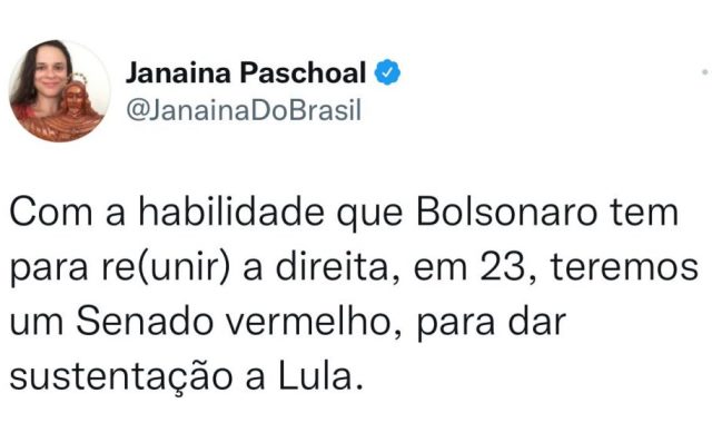 Janaina Paschoal dá ‘chilique’ por Bolsonaro apoiar a ministra Damares ao Senado por SP